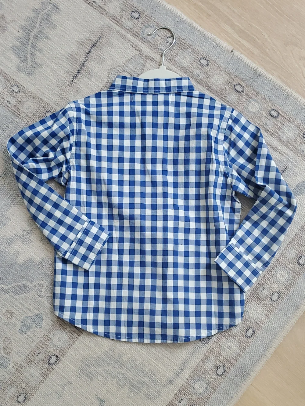 NWOT Old Navy Boys Blue Gingham Button - Down Shirt Built-in Flex SzXS (5)